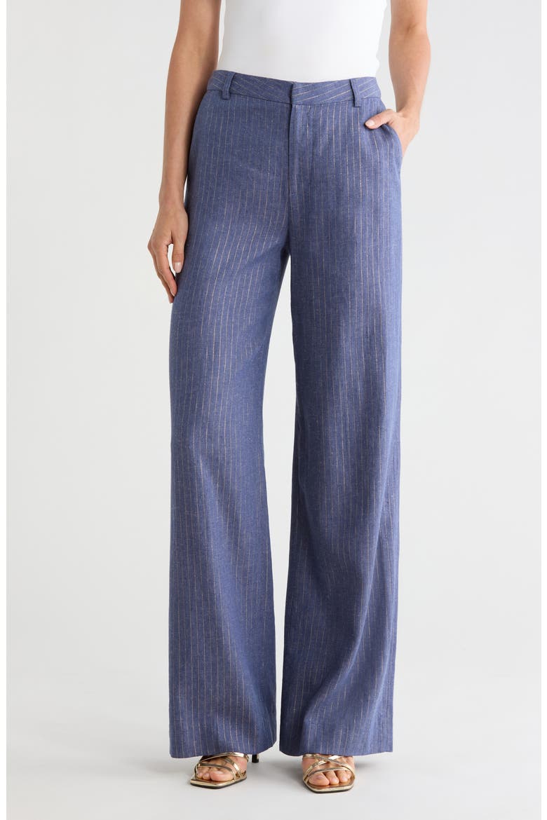 Livvy Straight Leg Pants, Main, color, WILD WIND/ GOLD PINSTRIPE