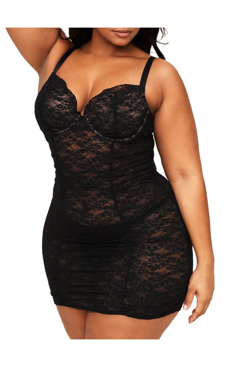 Cheyenne Bodycon Babydoll & G-String Set Lingerie, Main, color, Black
