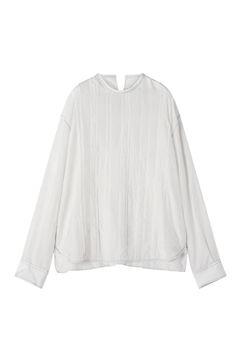 Pleated Silk Top, Alternate, color, Ecru