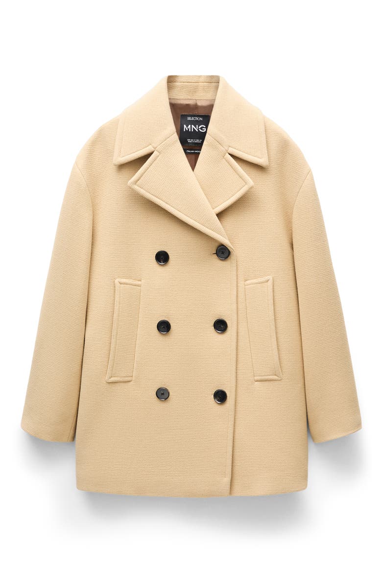 Double Breasted Virgin Wool Blend Coat, Alternate, color, MEDIUM BROWN
