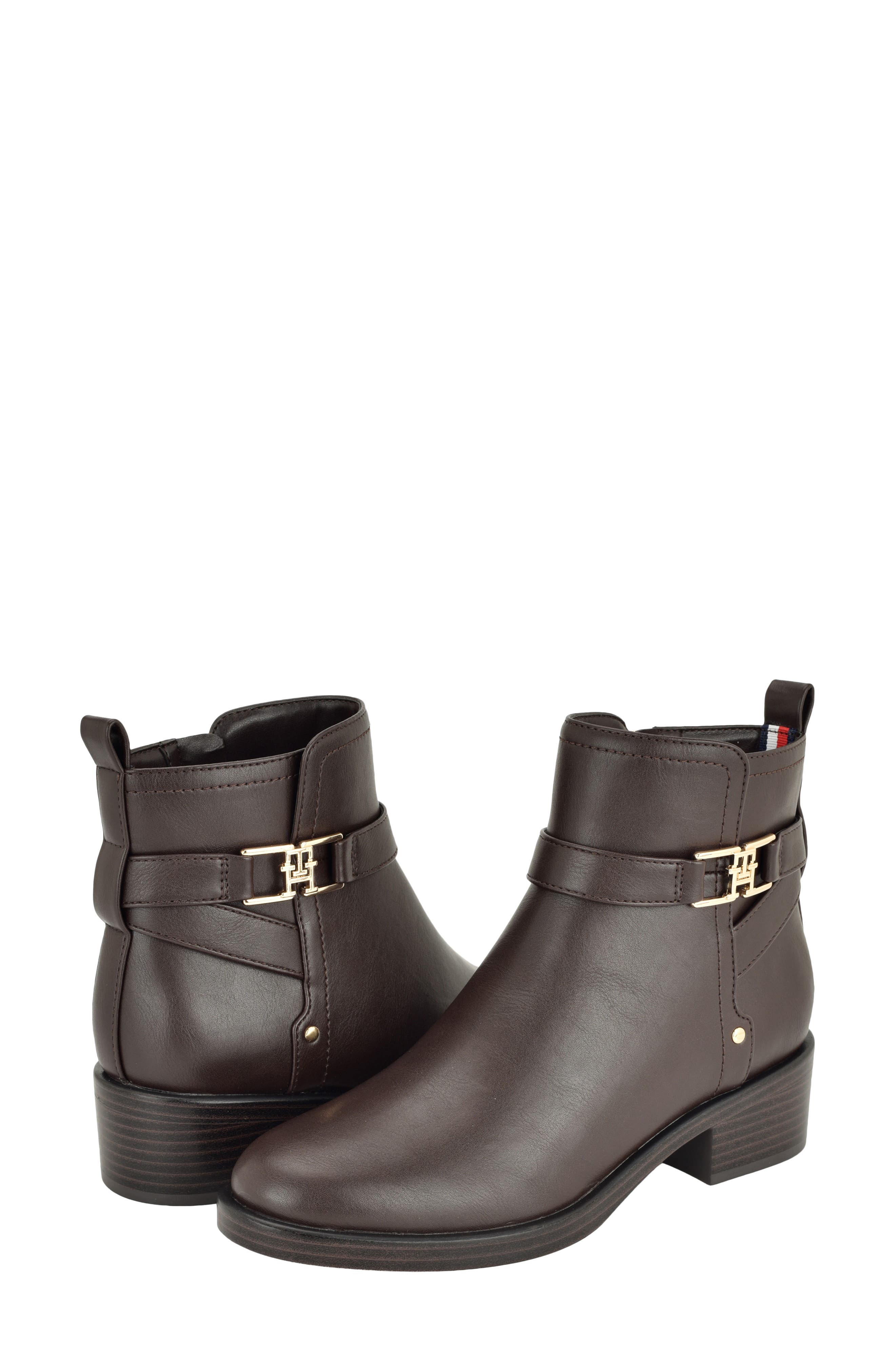 Idala Faux Leather Bootie, Alternate, color, DARK BROWN