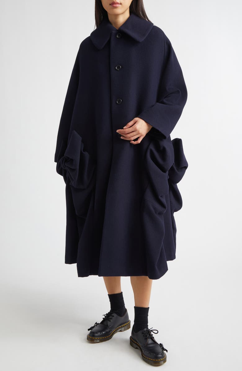 Comme des Garçons Comme des Garçons Airy Wool Blend Coat, Main, color, Navy