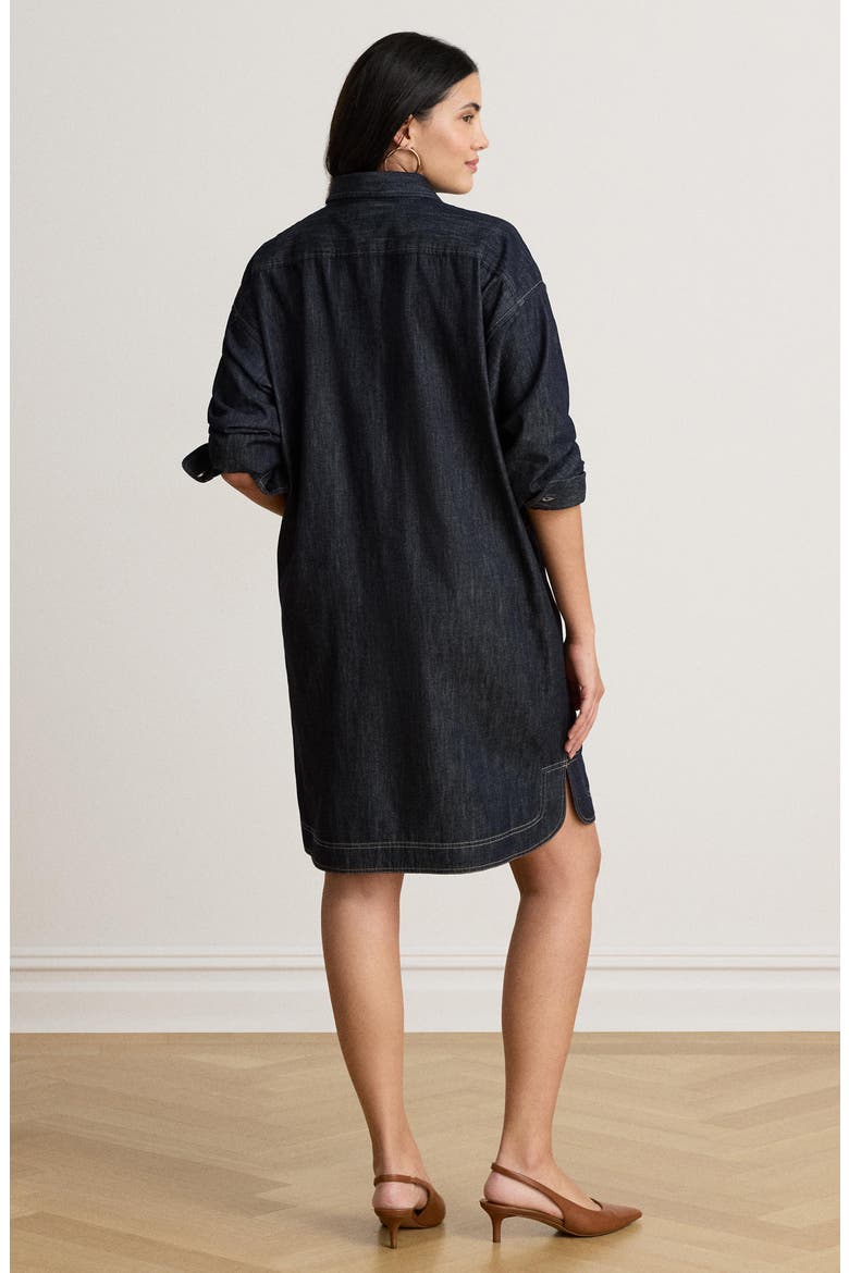 Collared Denim Shirtdress, Alternate, color, BLUE