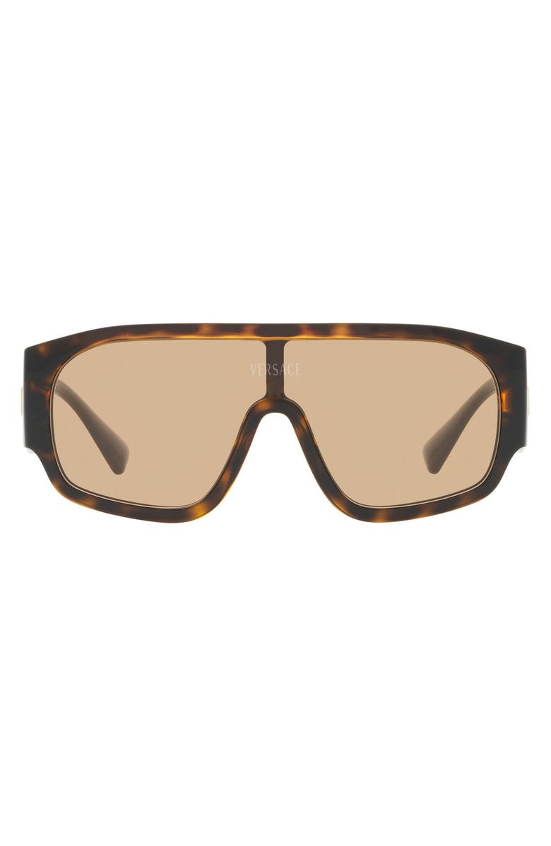 Versace 33mm Shield Sunglasses, Main, color, Havana
