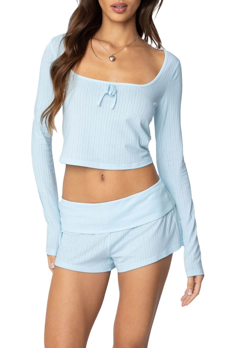 Lucilla Rib Long Sleeve Top, Main, color, LIGHT-BLUE