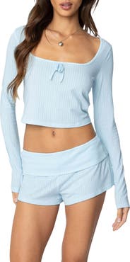 EDIKTED Lucilla Rib Long Sleeve Top