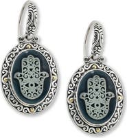 SAMUEL B. Two-Tone Hamsa Agate Drop Earrings