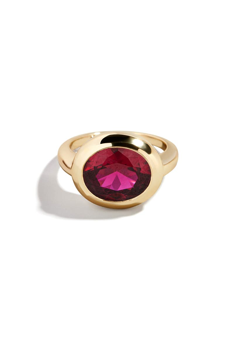 Birthstone Oval Cubic Zirconia Ring, Main, color, RUBY