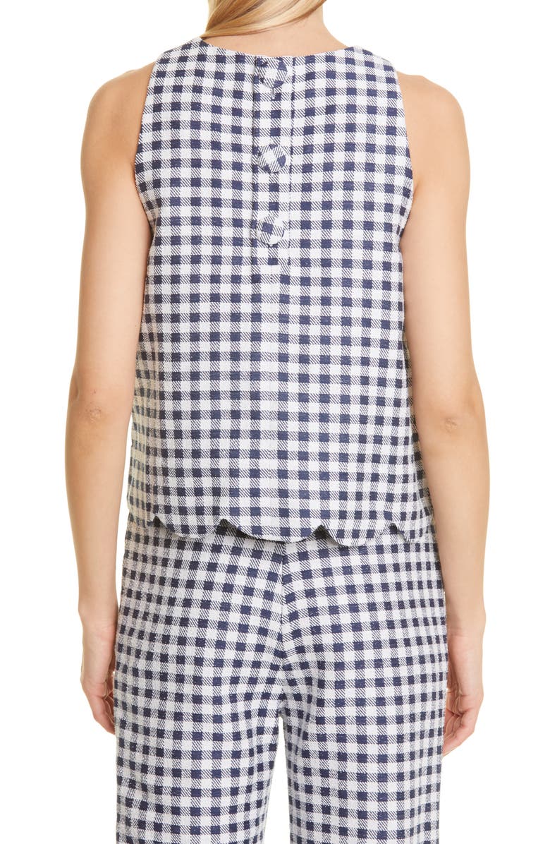 Lisa Marie Fernandez Scallop Gingam Bouclé Trapeze Top, Alternate, color,