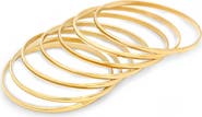 HMY JEWELRY Set of 7 18k Gold Plated Bangle Bracelets