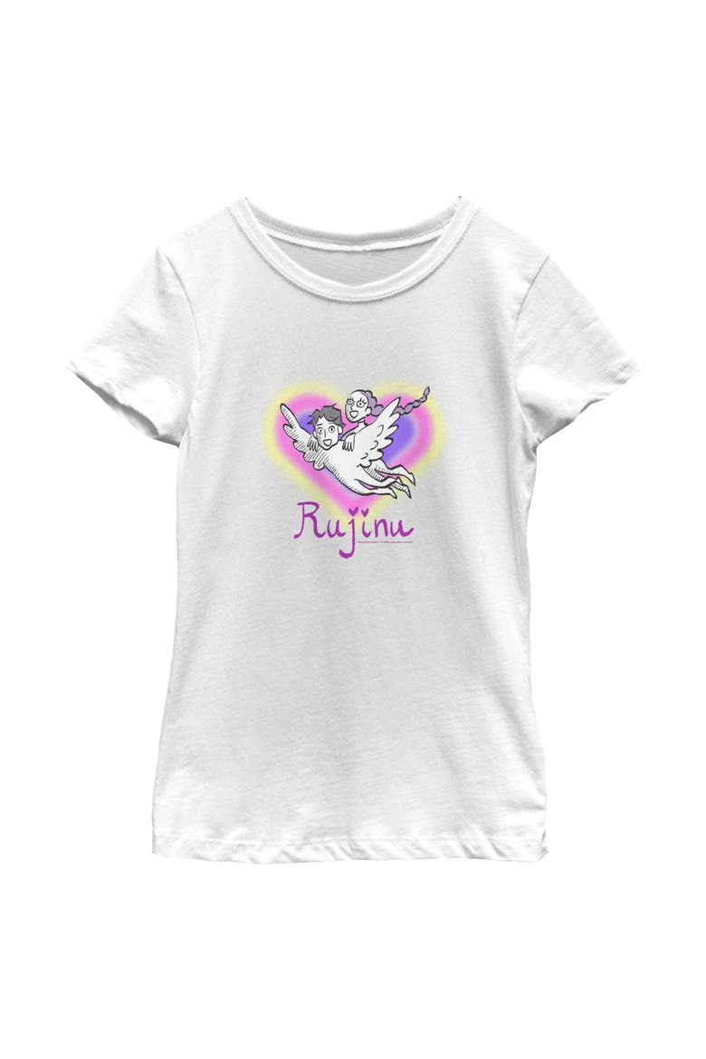 Girls' Fan Art Rujinu Graphic Short Sleeve T-Shirt, Main, color, White