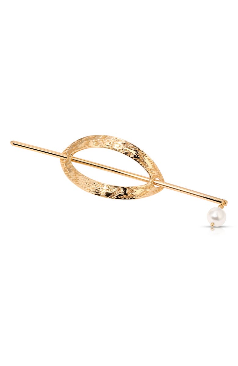 Ettika Textured Hoop & Pin French Barrette, Main, color, Gold