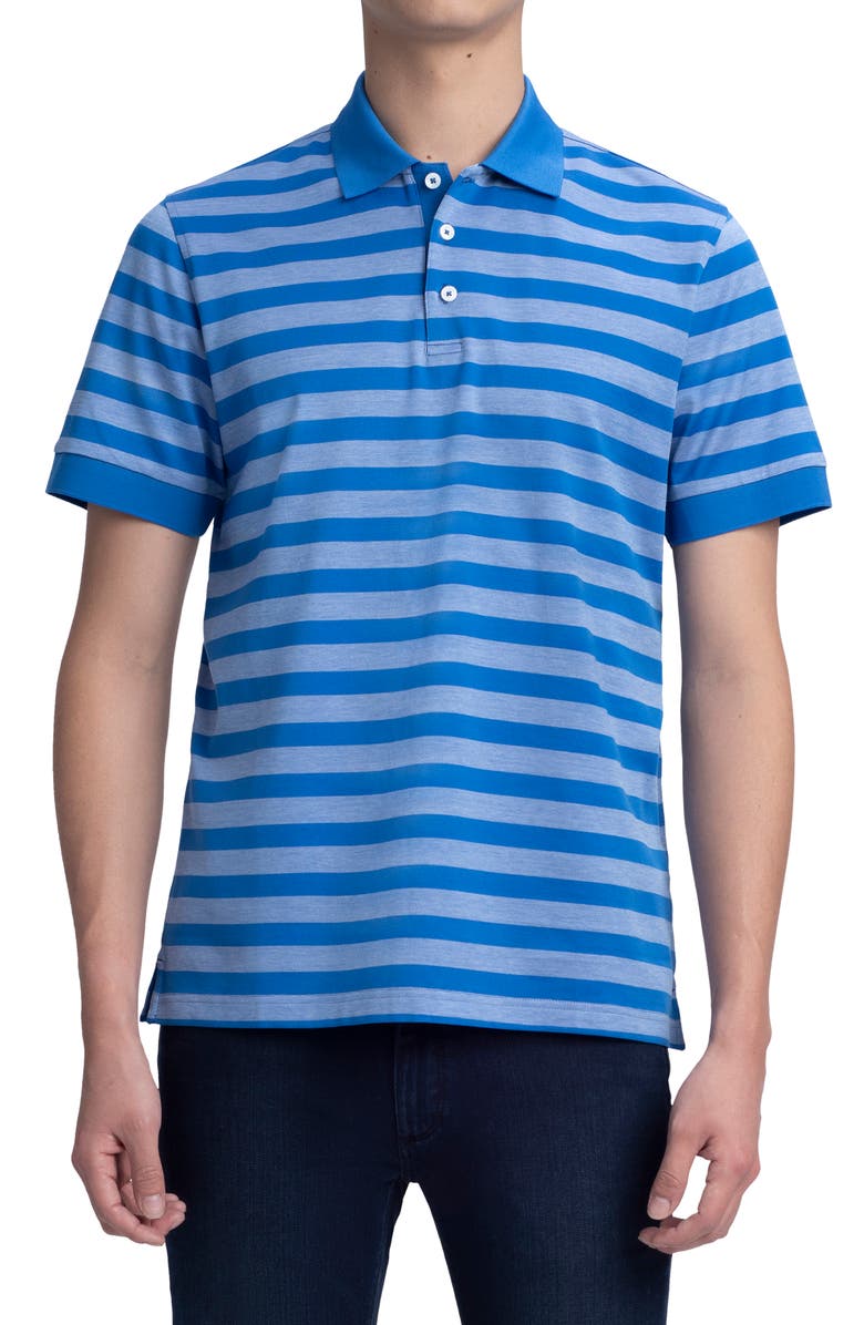Bugatchi Stripe Mercerized Cotton Polo, Main, color, Classic Blue