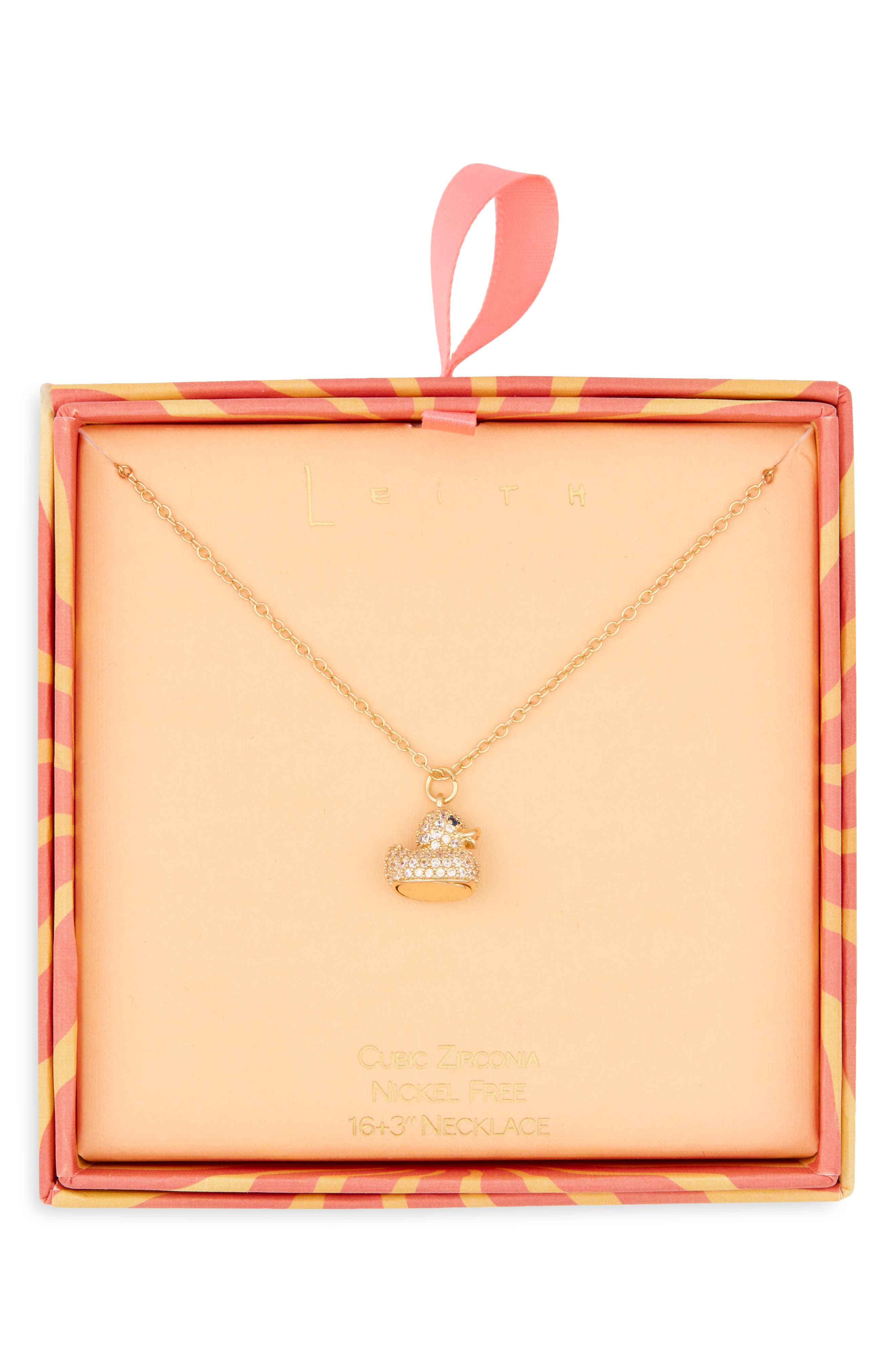 Leith Cubic Zirconia Rubber Ducky Pendant Necklace