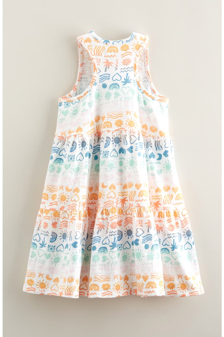 Kids' Tiered Dress, Alternate, color, WHITE- MULTI CHEERY TILE