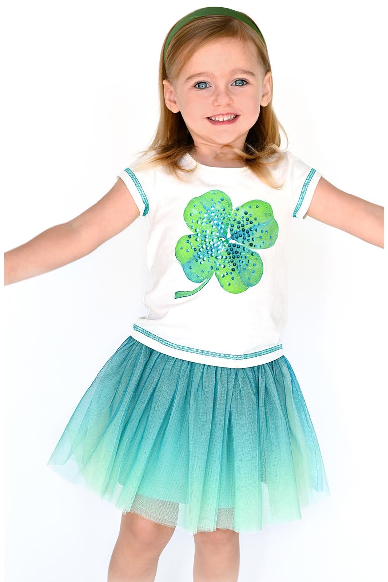 Kids' Embellished Four Leaf Clover Graphic Tee, Alternate, color, WHITE MULTI