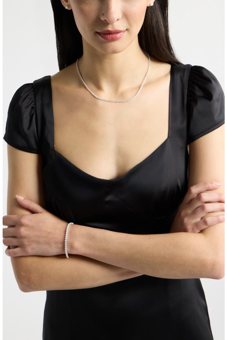 Cubic Zirconia Tennis Necklace, Bracelet & Earring Set, Alternate, color, CLEAR- SILVER