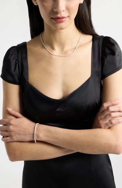 Cubic Zirconia Tennis Necklace, Bracelet & Earring Set