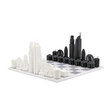 Chess Set Acrylic Los Angeles Edition with Marble Hatch Board