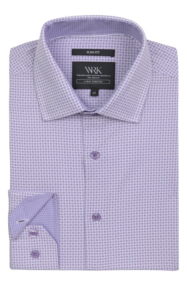 W.R.K Slim Fit Flower Geo Print Recycled Performance Stretch Dress Shirt, Alternate, color, 