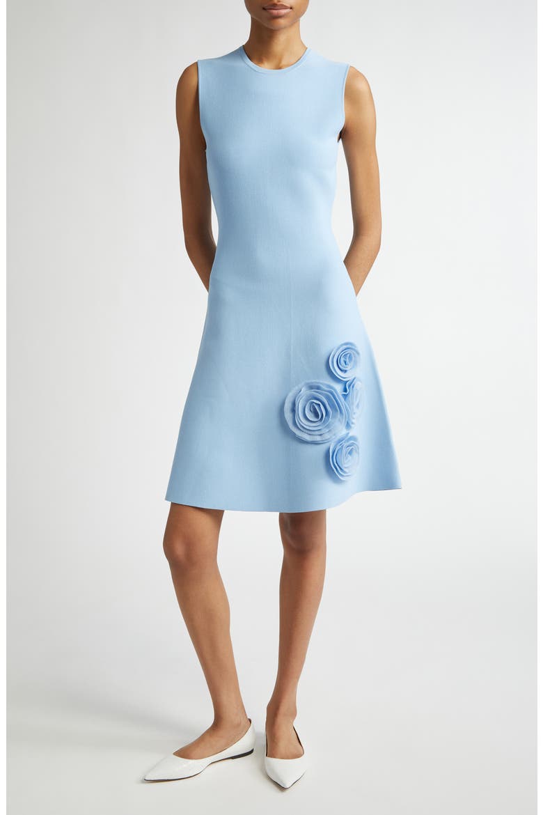 Lela Rose Penelope Rosette Embellished Milano Knit Dress (Women)