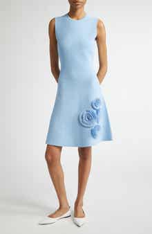 Lela Rose Penelope Rosette Embellished Milano Knit Dress