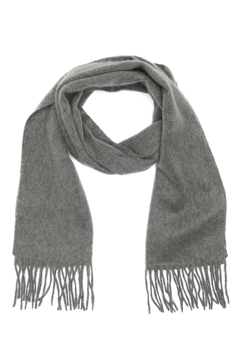 Men's Cashmere Fringe Scarf, Main, color, GREY MED CHARCOAL HEATHER