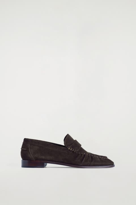 Split Suede Moccasin Loafers