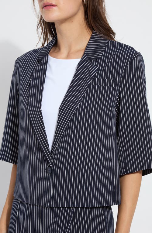 LYSSÉ LYSSÉ CLARETTE STRIPE ELBOW SLEEVE CROP JACKET