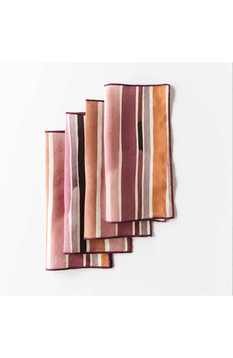 Goldie Home Lisbon Stripe Cocktail Napkin Set, Alternate, color, Pink & Brown