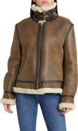 Schott NYC Genuine Shearling & Leather Bomber Jacket