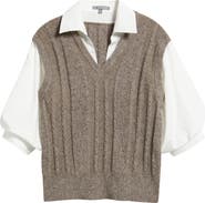 Wit & Wisdom Mixed Media Elbow Sleeve Shirt & Sweater Vest