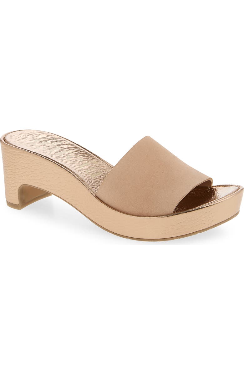 Pedro Garcia Diedra Leather Wedge Slide Sandal, Main, color, Plume Castoro-Rose Gold Cervo
