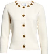 St. John Collection Stud Detail Piqué Cardigan
