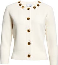 St. John Collection Stud Detail Piqué Cardigan