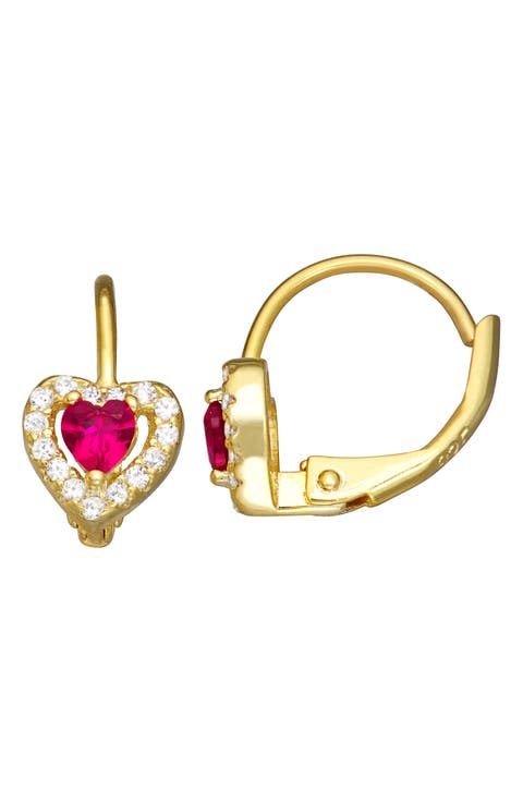 Kids' 14K Gold Plated Sterling Silver Birthstone Lever Back Earrings