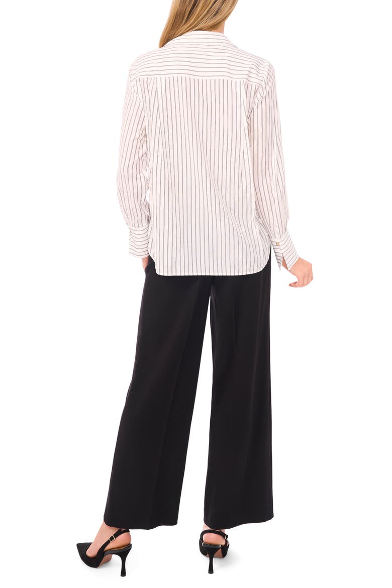 Stripe Johnny Collar Shirt, Alternate, color, NEW IVORY