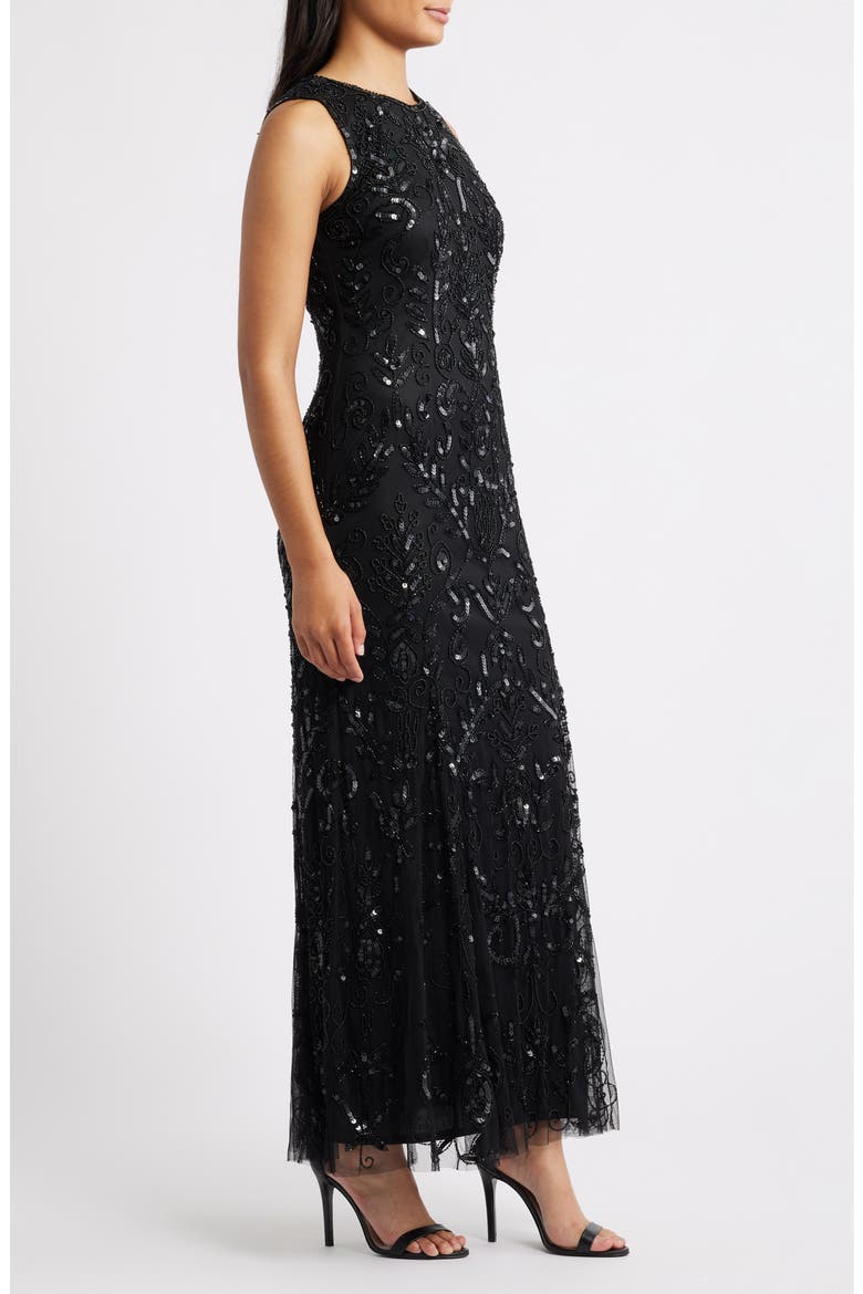 Beaded Sleeveless Gown, Alternate, color, BLACK