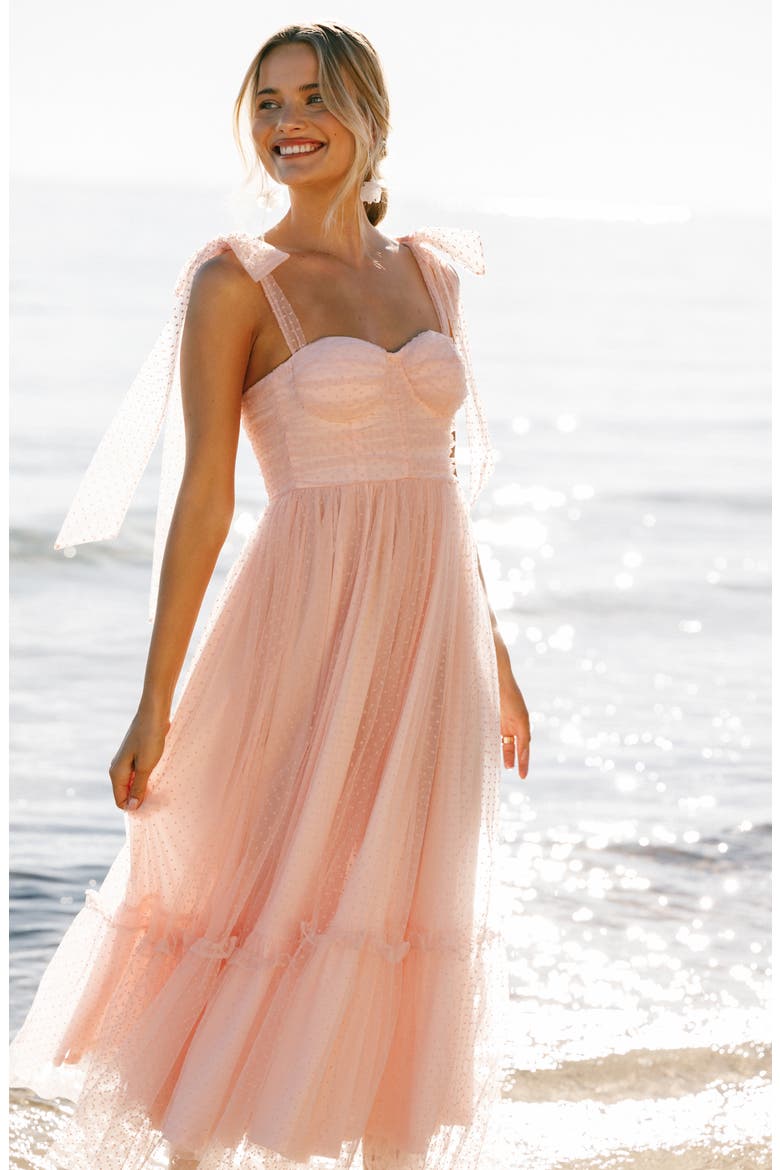 Floret Bow Strap Midi Sundress, Alternate, color, PETAL PINK
