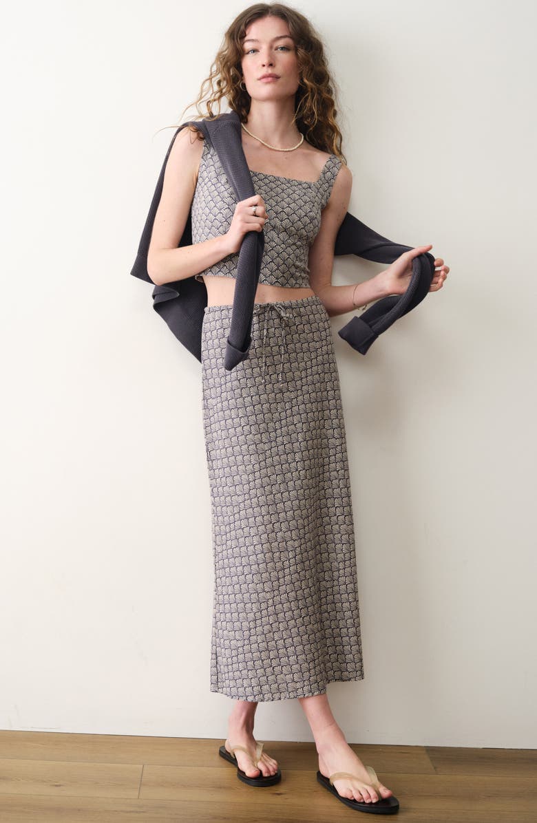 Marine Layer Zoe Seashell Print Hemp Blend Crop Tank, Alternate, color, Navy Seashell