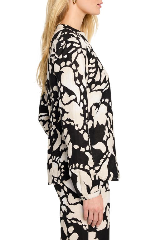 Nic + Zoe Evening Petal Woven Shirt In Black Multi In Black Multi