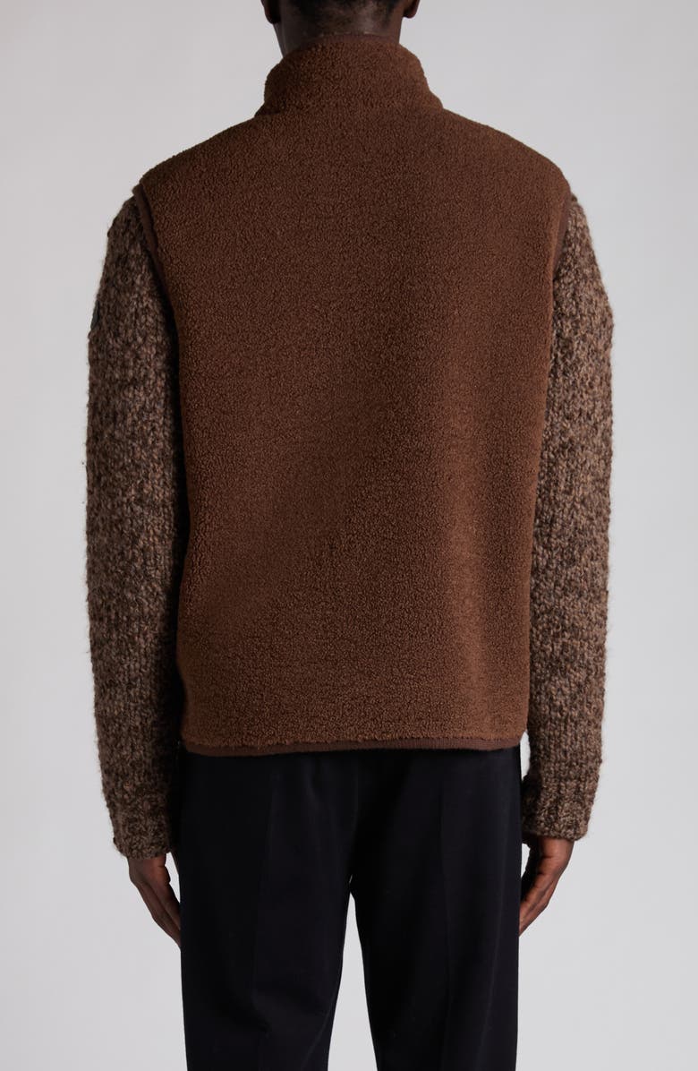 Moncler Leather Pocket Fleece Vest, Alternate, color, Dark Chocolate