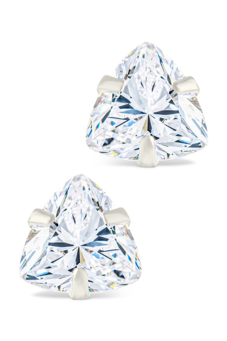 Trillion Cut Cubic Zirconia Stud Earrings, Alternate, color, SILVER