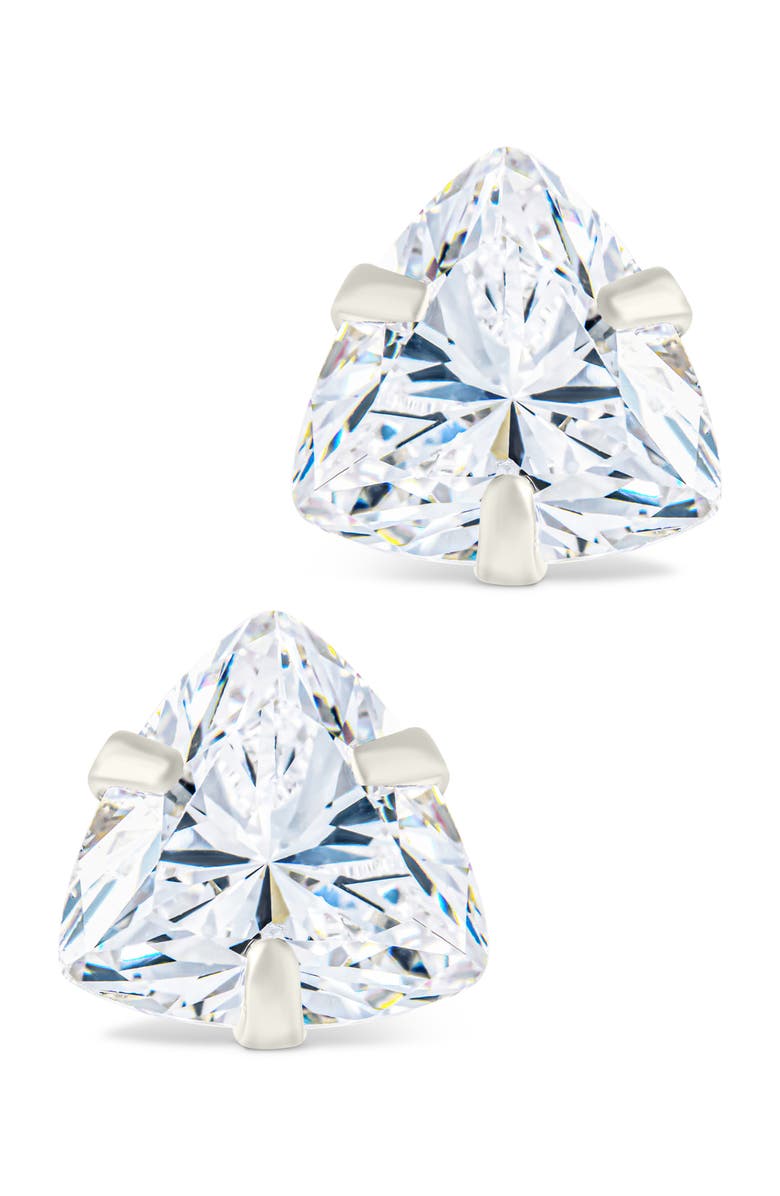 Sterling Forever Trillion Cut Cubic Zirconia Stud Earrings, Alternate, color, 