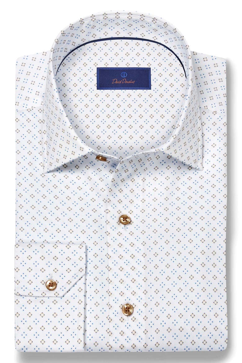 Neat Geometric Print Sport Shirt, Alternate, color, WHITE/ SAND