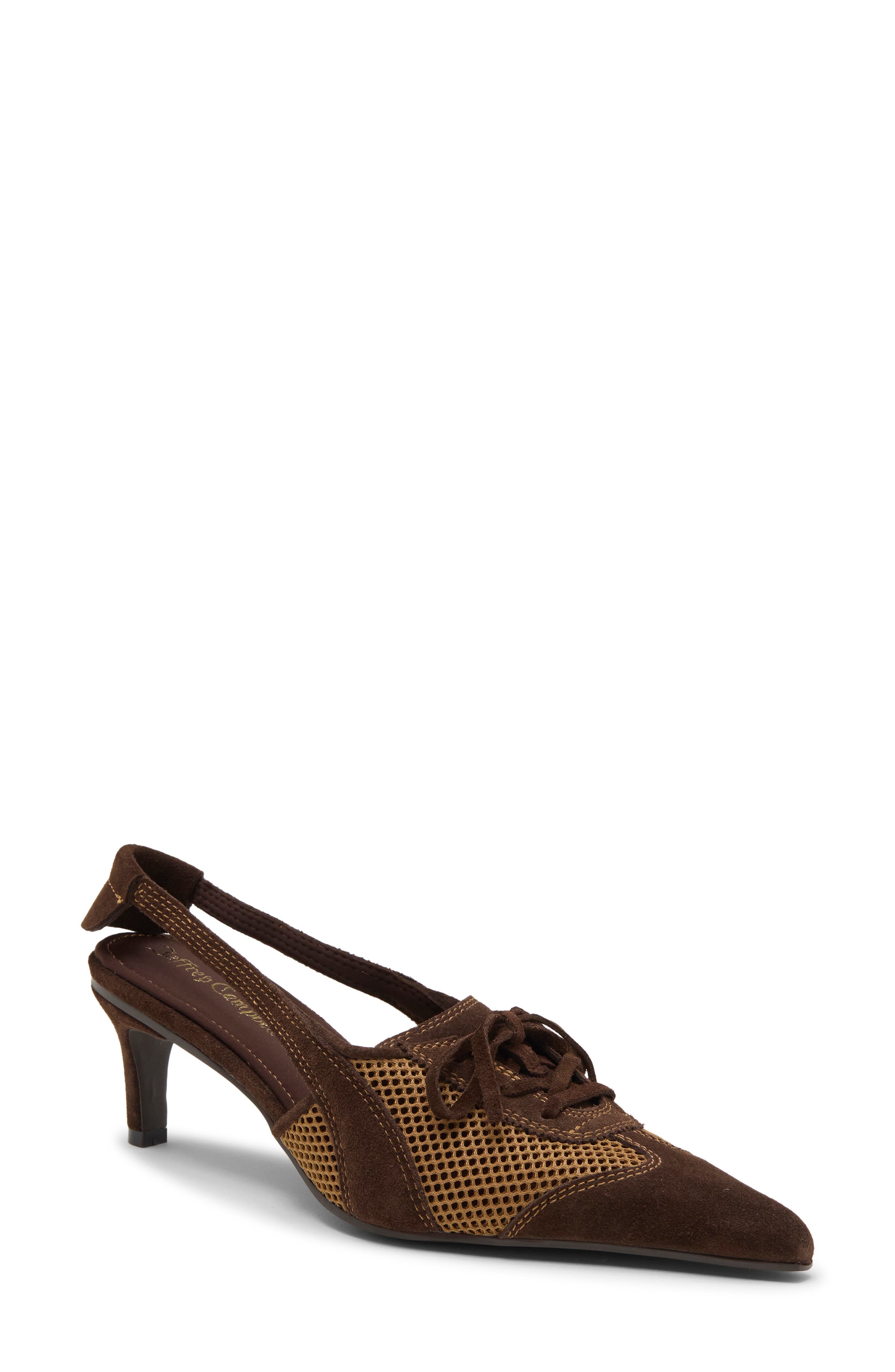 Laces Leather Slingback Pump, Main, color, NATURAL BROWN COMBO