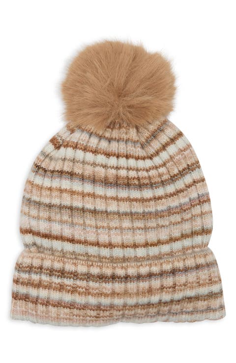 Striped Pom Beanie