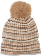 NATASHA Striped Pom Beanie