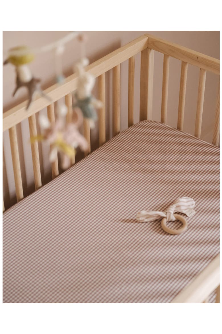 Gingham Crib Sheet, Alternate, color, THISTLE