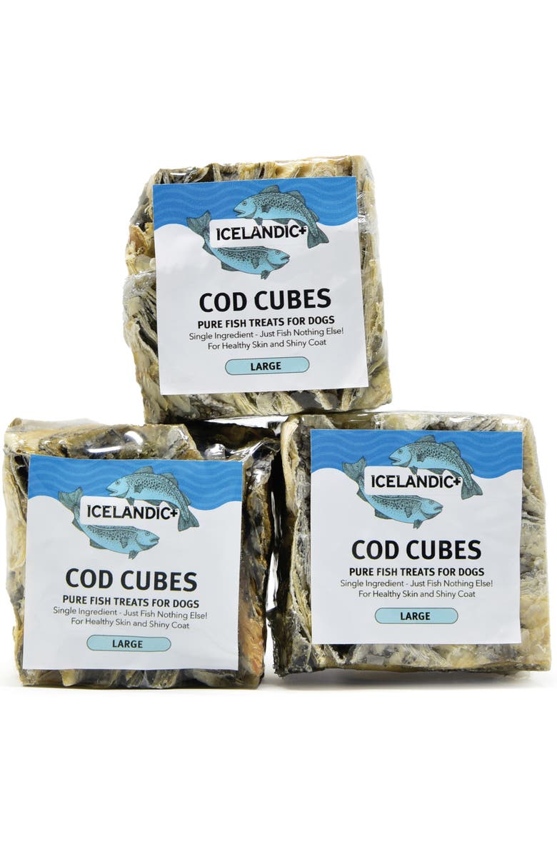 ICELANDIC+ Large Cod Skin 2" Cube Dog Treat, Alternate, color, Multicolored